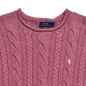 Polo Ralph Lauren Pink Cable Knit Sweater Size M Classic Logo